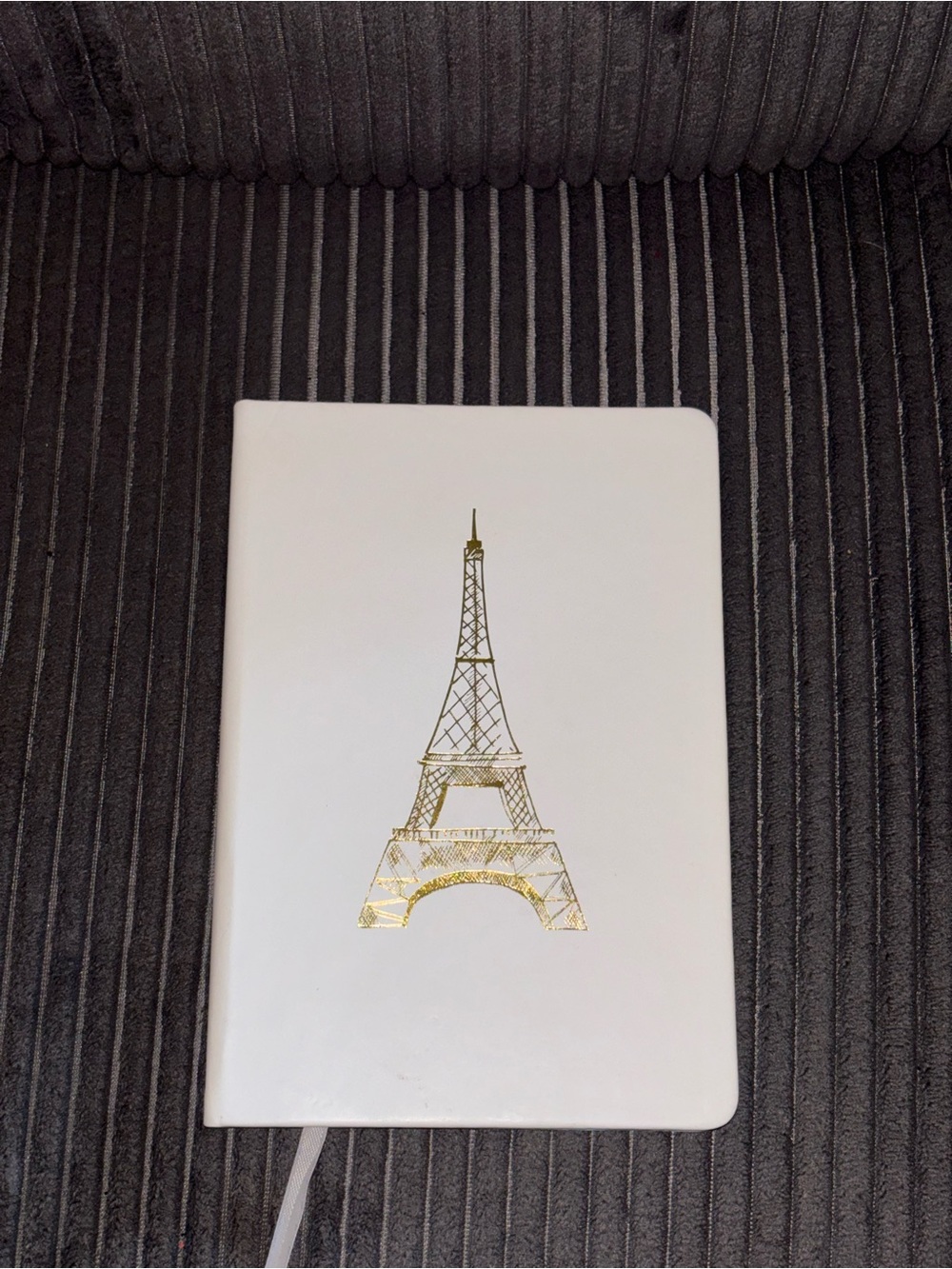 White Notebook with Gold Eiffel Tower — Elegant Journal